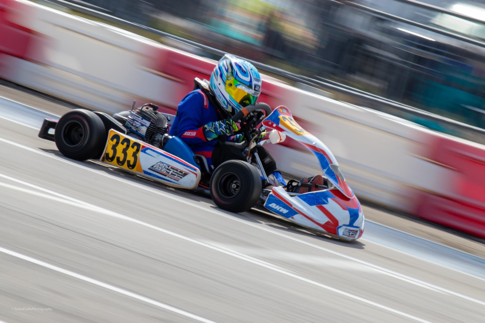 AKW Racing kart at speed on the circuit